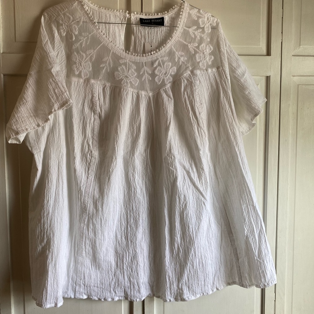 NWT white crepe Lane Bryant swing top